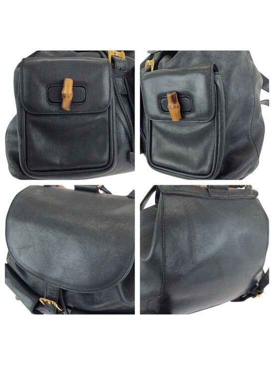 Gucci Bamboo Black Gold Leather 003 Backpack main image 8